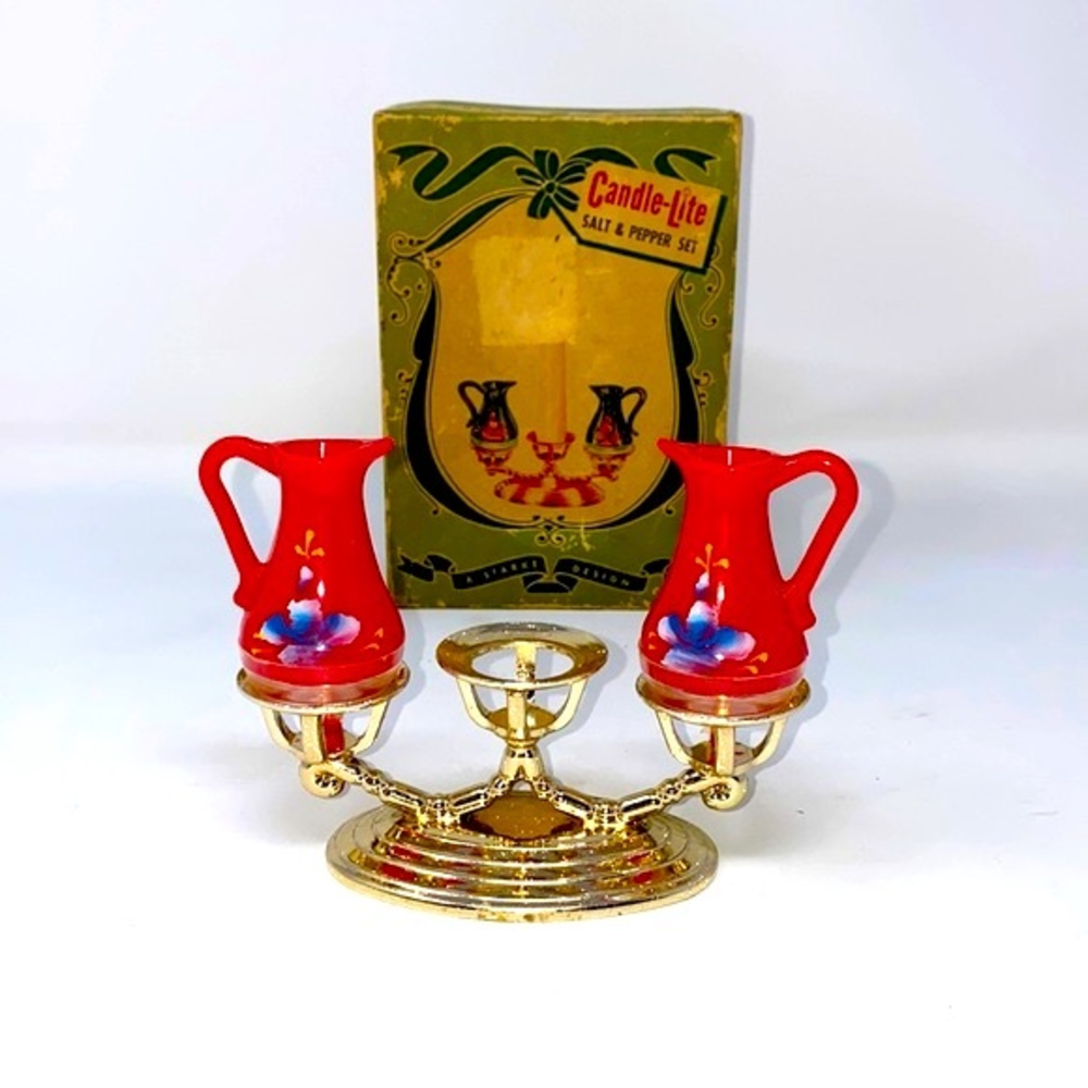 Vintage Candle-Lite Salt & Pepper Shakers‎ W/Metal Base